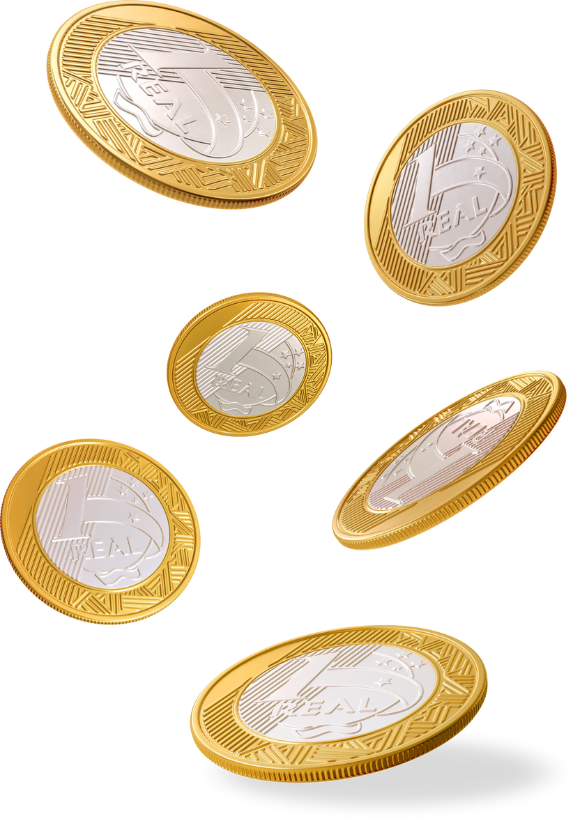 Brazilian real money coins in realistic 3d rendering